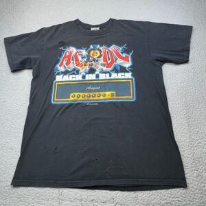 ACDC Shirt Men Large Black Liquid Blue Angus Caricature Devil Horn Rock Band